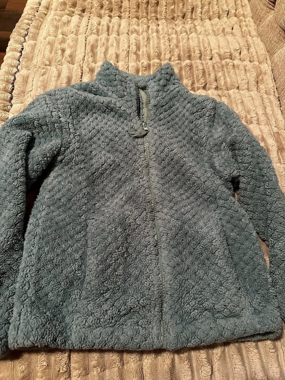 Swiss Alps Kids Light Green Textured Sherpa Zip Up Fleece Jacket, Size 6X